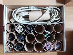 Organise Cords with Toilet Paper Rolls