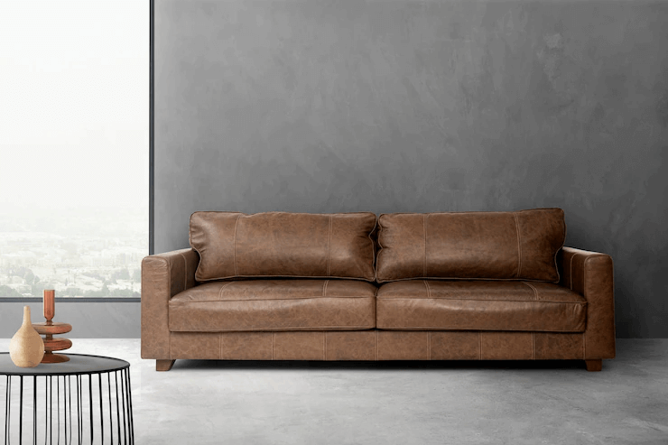Looks like new brown leather couch cleaning done by Magic Dry